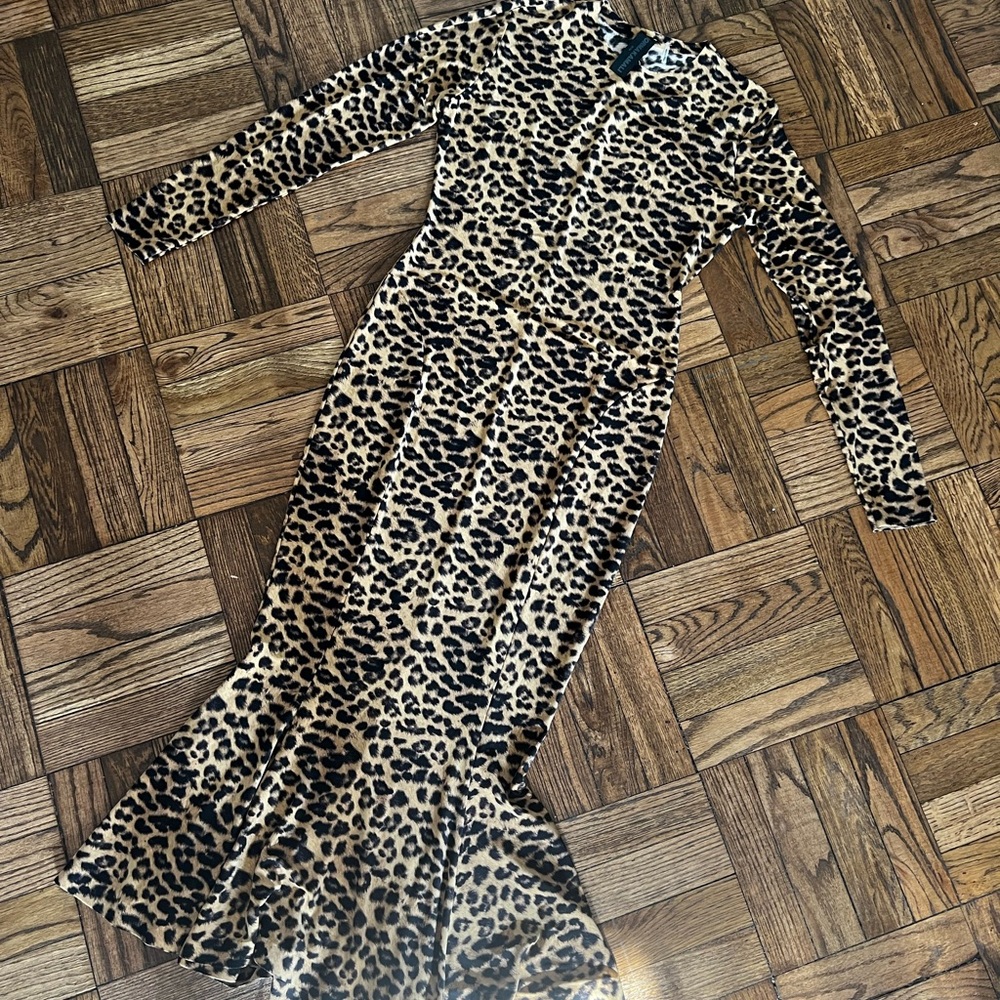 Norma Kamali Leopard Fishtail Midi Dress